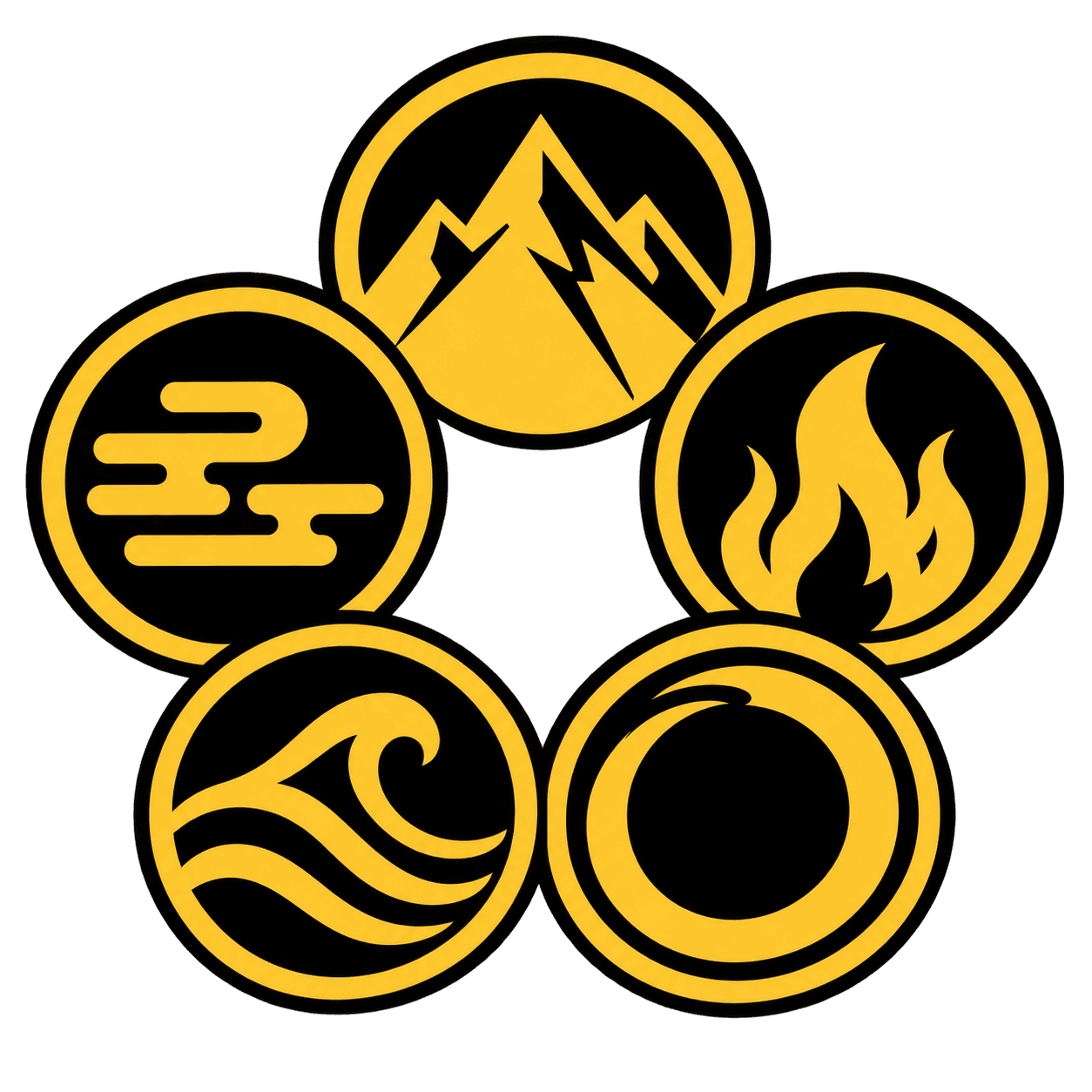 Five Rings: mountain, water, fire, wind, and void emblem